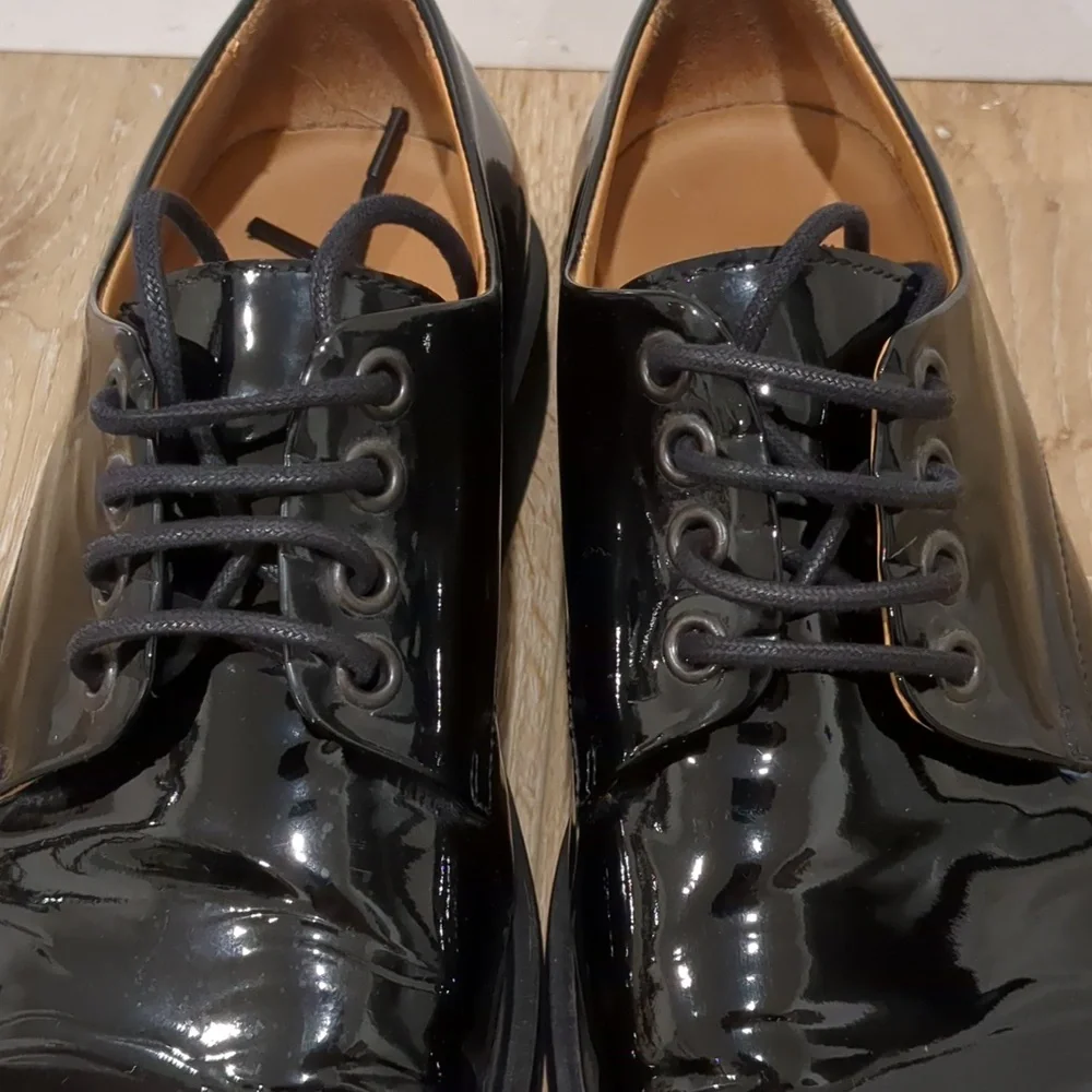 A.P.C. Black Patent Leather Oxfords Size 39  Women's 9 - Picture 3 of 12